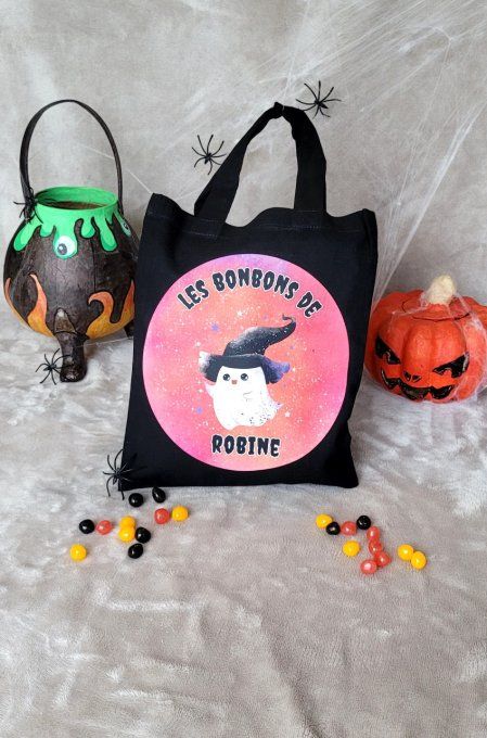 Sac à Bonbons Halloween Personnalisé fantôme sorcier