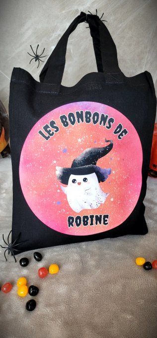 Sac à Bonbons Halloween Personnalisé fantôme sorcier