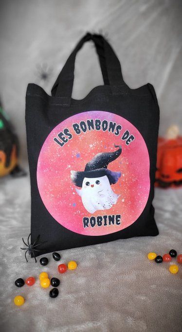 Sac à Bonbons Halloween Personnalisé fantôme sorcier