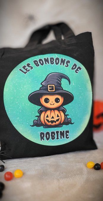 Sac à Bonbons Halloween Personnalisé citrouille sorcière