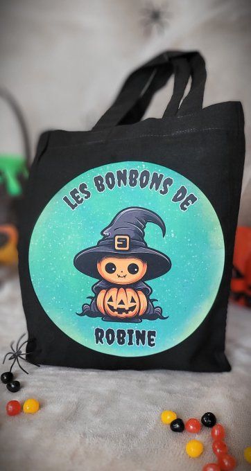 Sac à Bonbons Halloween Personnalisé citrouille sorcière