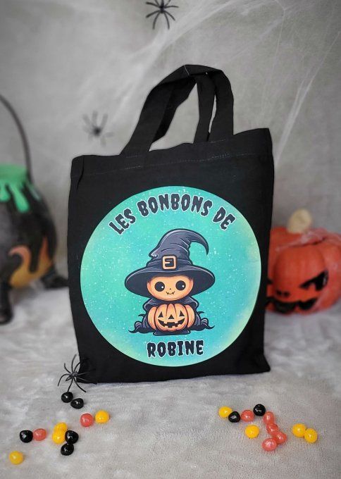 Sac à Bonbons Halloween Personnalisé citrouille sorcière