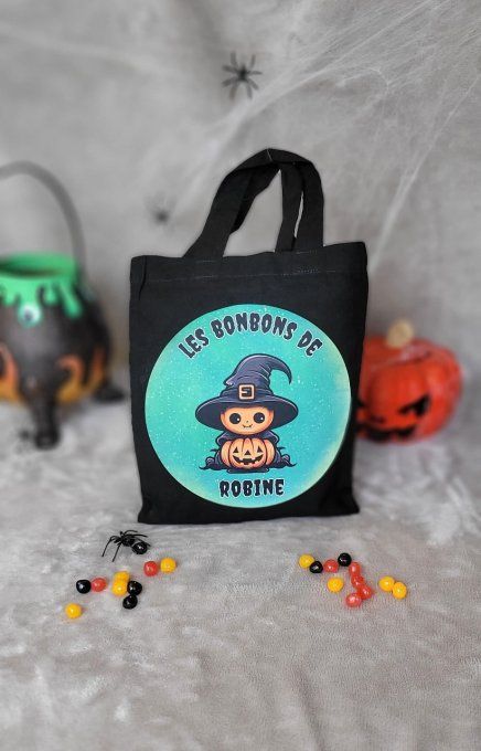 Sac à Bonbons Halloween Personnalisé citrouille sorcière